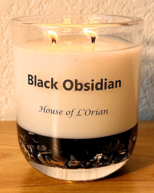 Black Obsidian Crystal Candle