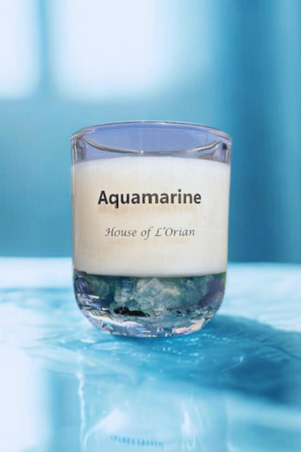 Aquamarine Crystal Candle